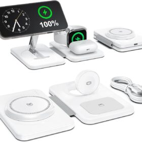 3-in-1 Magnetic Wireless Charging Station for iPhone, Apple Watch, and AirPods - Foldable MagSafe Fast Charger Stand
