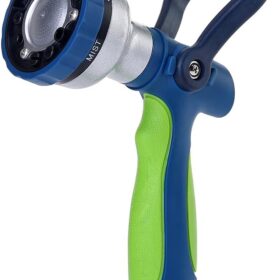 GREEN MOUNT High Pressure Fire Hose Nozzle - Heavy Duty Metal Garden Spray with Ergonomic Grip & 6-Pattern Settings