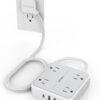 TESSAN Flat Plug Power Strip with 5ft Extension Cord, 4 AC Outlets & 3 USB Ports (1 USB C), 900J Surge Protector, Wall Mount Multi-Outlet Extender for Home, Office & Dorm - Grey