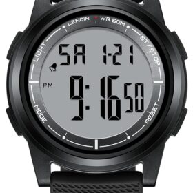 HANPOSH Ultra-Thin Minimalist Digital Watch for Men - Waterproof Sport LED Wristwatch with Large Display, Alarm, Stopwatch, and Backlight