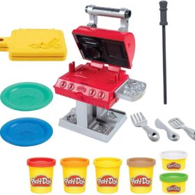 Play-Doh Kitchen Creations Grill 'n Stamp Playset – BBQ Toy for Kids Ages 3+ with 6 Colors & 7 Accessories