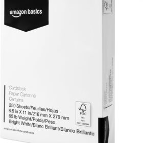Amazon Basics Premium Heavyweight Cardstock Paper - 8.5" x 11", 65 lb (176 gsm), 96 Bright White, 250 Sheets