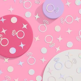 xo, Fetti Bachelorette Party Iridescent Confetti - 200 Pcs Diamond Ring Decorations for Bridal Showers, Engagement Parties & Bride-to-Be Supplies