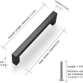 30-Pack 5 Inch Matte Black Cabinet Pulls, Square Stainless Steel Drawer Handles for Kitchen, Bathroom & Dresser Hardware (128mm Center to Center)