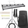 Professional 32-Note Glockenspiel Bell Kit with 8-Inch Practice Pad, Adjustable Stand & Rolling Bag – All-in-One Percussion Set for Beginners & Adults