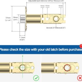 BAFUWEIYI Adjustable Deadlatch – Universal Smart Door Lock Latch Replacement (60mm/70mm) – Anti-Pr Zinc Alloy