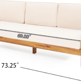 Christopher Knight Home Aston 3-Person Outdoor Acacia Wood Sofa with Water-Resistant Cushions, Teak