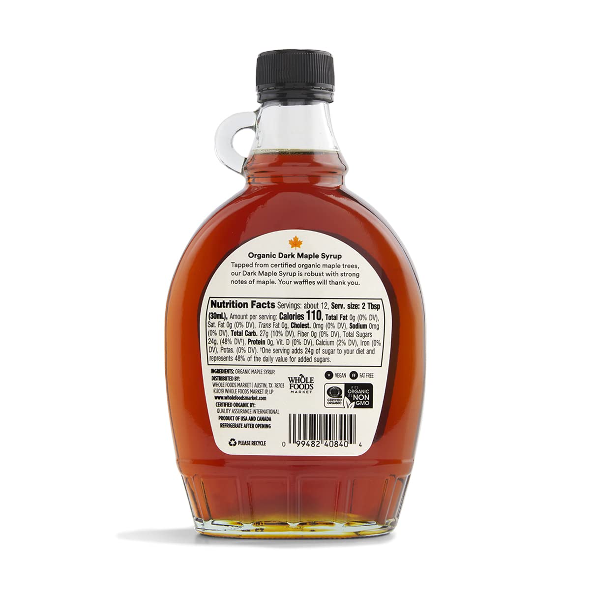 365 by Whole Foods Market, Organic Grade A Dark Color Maple Syrup, Rich & Robust Flavor, 12 Fl Oz