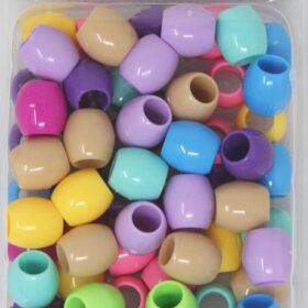koko 60-Pack X-Large Pony Beads (18x15mm) - Premium Rubber Craft Beads in Spring Mix - Includes Bonus 275-Pack Rubber Bands for DIY Jewelry, Hair Braiding, and Kids Art Projects