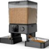 oneisall Automatic Cat Feeder for Two Cats – 5L/20 Cup Dual Bowl Dispenser with Voice Recorder, Stainless Steel, & Timer for Small Pets