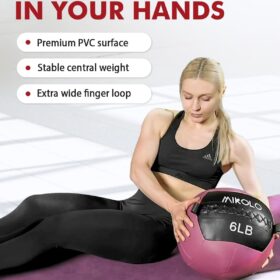 MIKOLO Slam Ball – Soft Shell Medicine Ball with Grip Loop for Wall Ball Shots, Core Training, and CrossFit (Available in 10, 15, 20, 25 lbs)