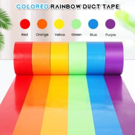 WillMall Heavy Duty Colored Duct Tape - 6 Pack Rainbow Variety (2 Inch x 20 Yards) - Waterproof, Multipurpose Adhesive for DIY Crafts, Repairs, Arts & Indoor/Outdoor Use