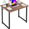 PayLessHere 32-Inch Modern Home Office Computer Desk | Sturdy Steel Frame, Water-Resistant Brown Finish | Space-Saving Study & Writing Table for Small Apartments & Dorms