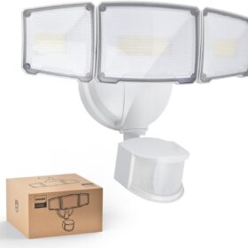 Philips Ultra-Bright LED Security Flood Light - 72W, 7400 Lumens, 3-Head Motion Sensor Outdoor Light with Dusk-to-Dawn, Waterproof Aluminum Garage and Yard Light, 5000K Daylight