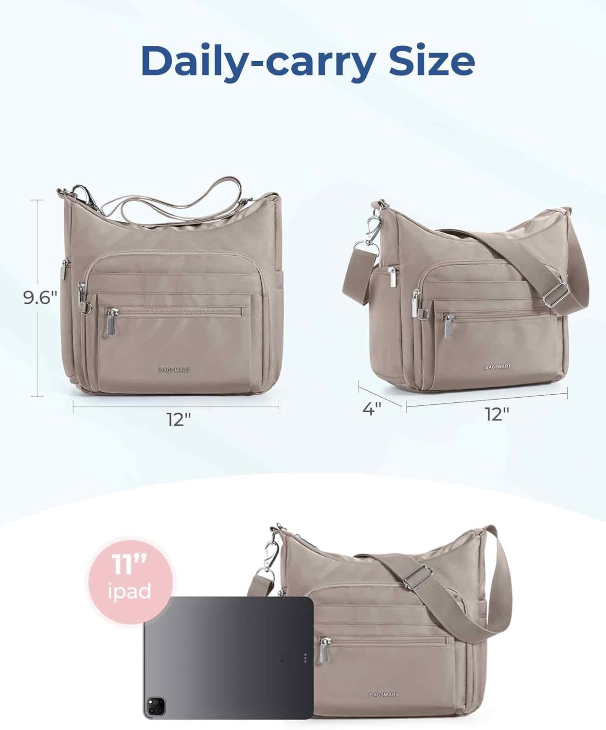 BAGSMART Convertible Tote Bag for Women – Multi-Pocket Crossbody Shoulder Purse with Top Handle