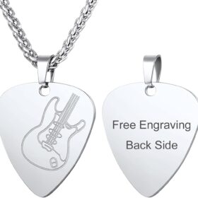 U7 Hip Hop Music Lover Pendant Necklace - Stainless Steel Guitar Pick, Mic & Headphone Charms for Men & Women