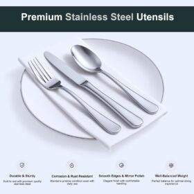 3-Piece Premium Stainless Steel Flatware Set – Ergonomic, Rust-Resistant Silverware for Dining, Camping, and Gifting