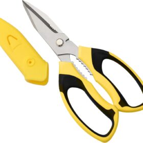 Heavy Duty 8-Inch Utility Scissors – Multi-Purpose Shears for Carpet, Cardboard, Kitchen, and DIY Crafts with Serrated Blades and Comfort Grip Handles