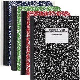 Staples College Ruled Composition Notebooks, 9.75" x 7.5", Assorted Colors, 4 Pack