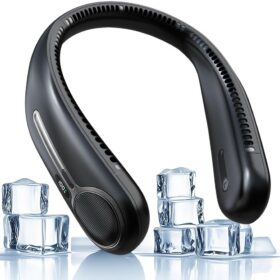 Bladeless Neck Fan with 6000mAh Battery, 360° Hands-Free Portable Cooling Fan with LED Display, 4 Speeds & 14H Runtime, Lightweight Personal Fan for Outdoor, Office, Travel & Gifts (Black)