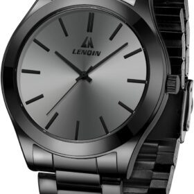 LN LENQIN Men's Stainless Steel Analog Watch – Waterproof Quartz Business Wristwatch with Elegant Design