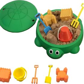 Mini Turtle Sandbox with Lid – Portable Zen Garden Kit for Desk, Stress Relief Fidget Toy & Office Decor (Green)