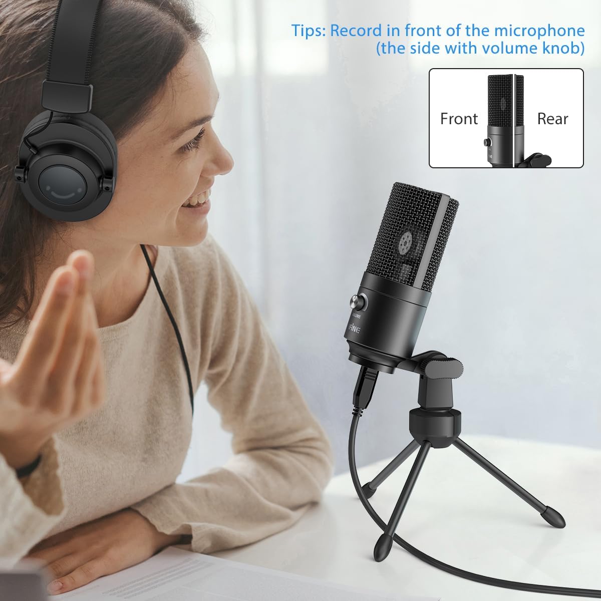 FIFINE K669B USB Microphone – Plug & Play Metal Condenser Mic for PC, PS4, Streaming, and Vocals