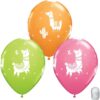 10 Pack 11" Pastel Llama Print Latex Balloons with White Curling Ribbon - Cute Birthday Party Decorations