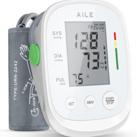 AILE Fully Automatic Upper Arm Blood Pressure Monitor with Large Adjustable Cuff (8.7"-16.5") - Dual User Memory & High Precision LCD Screen for Home Use
