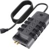 Belkin 12-Outlet Pivot Surge Protector Power Strip – 4320 Joule, 8ft Flat Plug & Rotating Sockets for Home & Office