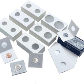 300 Pcs 2" x 2" Cardboard Coin Flips - 6 Assorted Sizes Coin Holder Storage Supplies for Pennies, Quarters, Dollars & More Collection