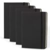 Simply Genius A5 Hardcover Journal Notebook 4-Pack – 192 Page College Ruled Lined Journal with Pocket, Elastic Closure & Ribbon Bookmark – Premium Black Travel & Office Notebooks Set