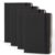 Simply Genius A5 Hardcover Journal Notebook 4-Pack – 192 Page College Ruled Lined Journal with Pocket, Elastic Closure & Ribbon Bookmark – Premium Black Travel & Office Notebooks Set