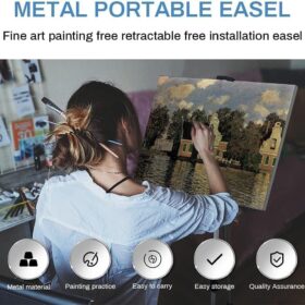 RRFTOK 66 Inch Aluminum Artist Easel - Adjustable Portable Tripod Stand for Painting, Display & Drawing - Floor or Tabletop Canvas Holder