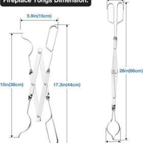 Stanbroil 26-Inch Heavy Duty Stainless Steel Fireplace Tongs - Safe Log Grabber Tool for Indoor Wood Burning Stoves, Outdoor Fire Pits, and Campfires