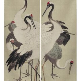 Ofat Home Japanese Noren Curtain - Traditional Flying Crane Door Tapestry & Wall Hanging for Kitchen & Doorway (33.5" x 59")