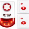 Daytech Wireless Emergency Alarm System – 120dB Strobe Siren Security Kit with 2 Panic Buttons, 500ft Long Range, Waterproof Nurse Call Alert for Home, Business, and Senior Care