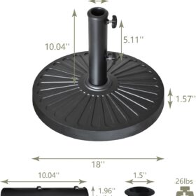 EliteShade USA Heavy Duty Patio Umbrella Base - Weather Resistant Cast Resin Stand with Adjustable Knob for Outdoor Market Umbrellas (Black)