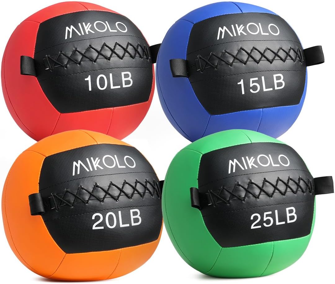 MIKOLO Slam Ball – Soft Shell Medicine Ball with Grip Loop for Wall Ball Shots, Core Training, and CrossFit (Available in 10, 15, 20, 25 lbs)
