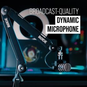 RØDE PodMic Dynamic Broadcast Microphone with Integrated Swing Mount – Ideal for Podcasting, Gaming, and Streaming