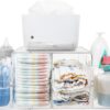 LuciClear Premium Acrylic Diaper Caddy – Modern Changing Table Organizer with 4 Detachable Compartments, Nursery Storage for Wipes, Diapers & Baby Essentials