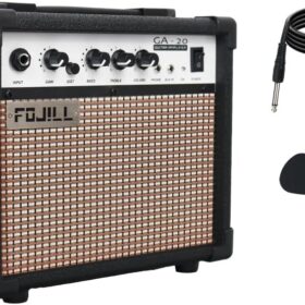 Fojill 20W Electric Guitar Amplifier – Portable Practice Amp with Headphone Jack, Distortion, Gain, and EQ Controls (Black)