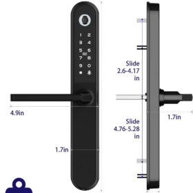 Apollo Smart Door Lock with Biometric Fingerprint, Keypad, and IC Card - App-Controlled Electronic Deadbolt for Home Security (Black)