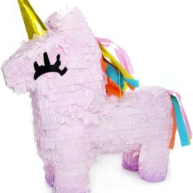 GIFTEXPRESS 16 inch Pink Unicorn Pull String Pinata - DIY Fillable Party Game & Decoration for Girls Birthdays, Mexican Fiesta, Baby Showers & Cinco de Mayo