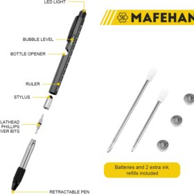 MAFEHAN 9-in-1 Multitool Pen – Cool Gadgets for Men with LED Light, Bottle Opener & Screwdrivers – Unique Gifts for Dad, Husband, Boyfriend