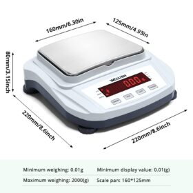 2000g x 0.01g High Precision Digital Lab Scale & Analytical Balance for Jewelry, Kitchen, and Laboratory