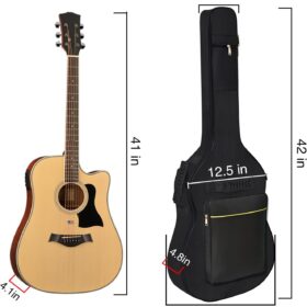 diboer 41 Inch Acoustic Guitar Bag - Heavy Duty Waterproof Gig Bag with 20mm Thick Padding, Dual Adjustable Shoulder Straps, and Large Accessories Pockets - Fits 39, 40, and 41 Inch Guitars
