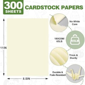TUXIYA Premium Cream Cardstock Paper – 180 GSM Heavyweight 8.5” x 11” Printer Paper – Acid-Free Heavy Card Stock for Invitations, Scrapbooking, Watercolor, and DIY Crafts (300 Sheets)
