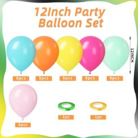 50pcs 12-Inch Rainbow Latex Balloons - Vibrant Multicolor Party Pack including Teal, Hot Pink, Orange & Yellow for Birthday, Wedding & Baby Shower Decorations