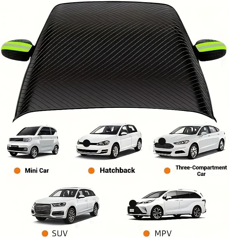 Universal Windshield Snow Cover for Winter - Premium 300D Oxford Fabric Sun Shade with Ice & UV Protection - All-Season Car Cover for SUVs, Trucks, and Vans